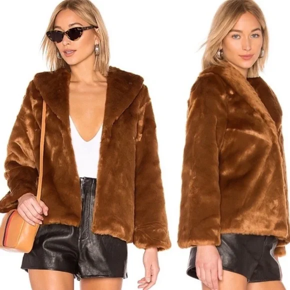 051 NWT Lulus Amuse Society Fur Ever Mine Jacket xs - Picture 1 of 6